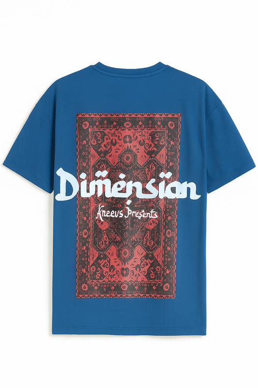 Sky Blue Dimension Back Print Oversized Tee