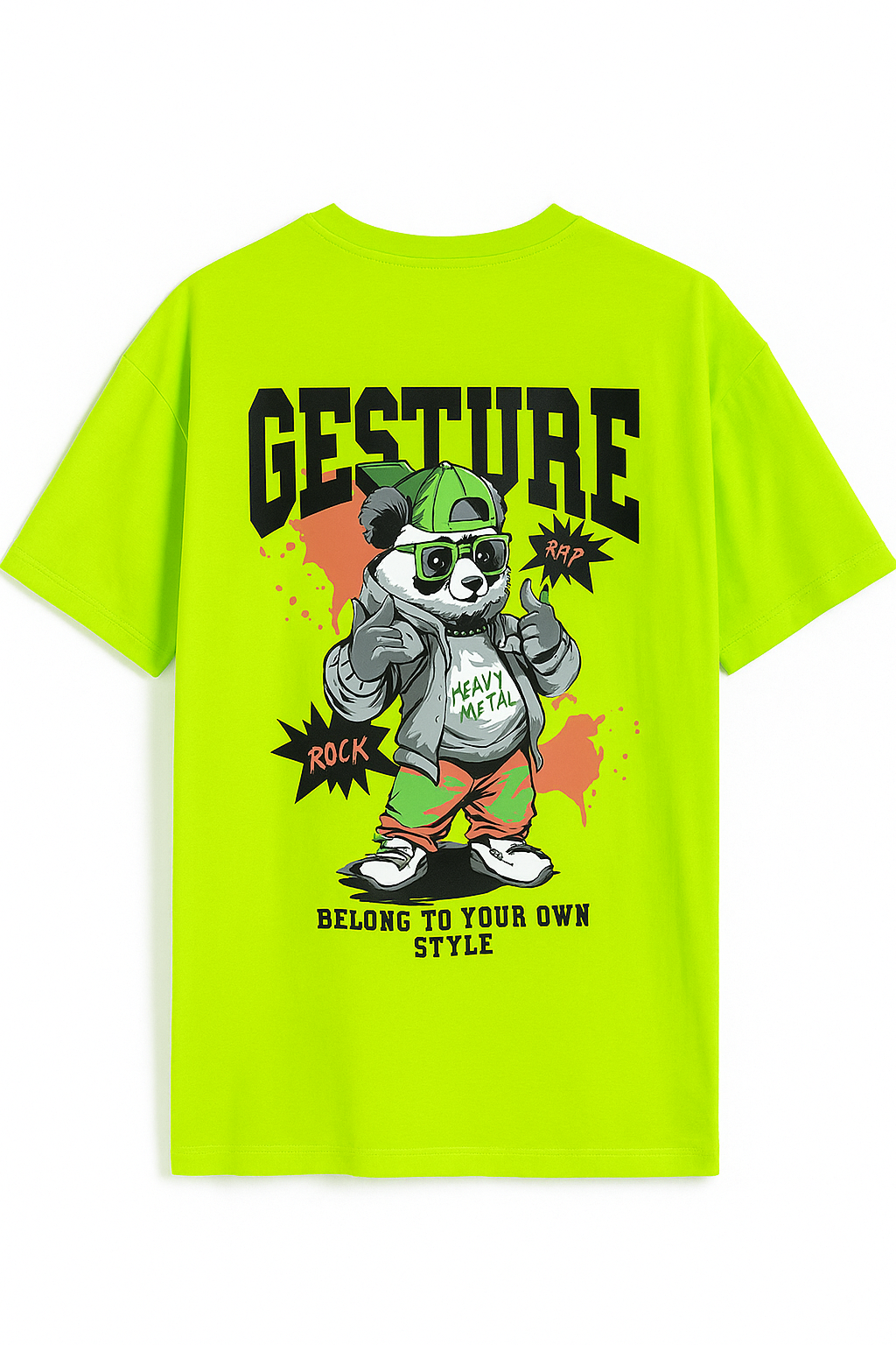 Teddy Rap Back Print Oversized Baggy T-Shirt
